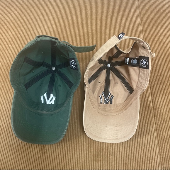 Yankees NY Logo Green and Tan 47 Brand “Clean Up” Dad Hat BUNDLE - Picture 4 of 4